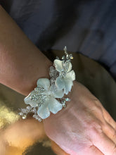 Load image into Gallery viewer, White flower wrist corsage and  Boutonniere set  wedding or Prom corsage. flower lily , Wedding Buttonhole Boutonnière by Crystal wedding uk