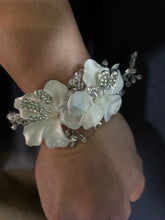 Load image into Gallery viewer, White flower wrist corsage and  Boutonniere set  wedding or Prom corsage. flower lily , Wedding Buttonhole Boutonnière by Crystal wedding uk