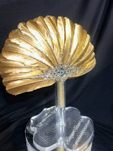 Load image into Gallery viewer, Wedding feather fan, SILVER OR GOLD brides fan, wedding hand fan, Great Gatsby any colour as custom made by Crystal wedding uk