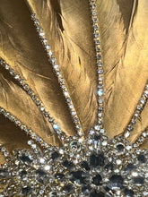Load image into Gallery viewer, Wedding feather fan, SILVER OR GOLD brides fan, wedding hand fan, Great Gatsby any colour as custom made by Crystal wedding uk
