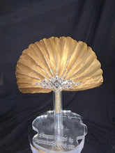 Load image into Gallery viewer, Wedding feather fan, SILVER OR GOLD brides fan, wedding hand fan, Great Gatsby any colour as custom made by Crystal wedding uk