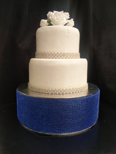 Load image into Gallery viewer, Diamante Rhinestone effect cake stand platform plate round or square all sizes MANY COLOURS by Crystal wedding uk