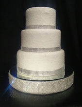 Load image into Gallery viewer, Rhinestone Diamante cake stand - Contains REAL crystal stones! board top by Crystal wedding uk