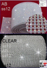 Load image into Gallery viewer, Crystal Diamante rhinestone ribbon flexible trim for cakes AB or CLEAR 1yrd by Crystal wedding uk