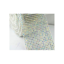 Load image into Gallery viewer, Crystal Diamante rhinestone ribbon flexible trim for cakes AB or CLEAR 1yrd by Crystal wedding uk