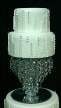 Load image into Gallery viewer, Crystal cake divider, diamante cake stand, chandelier wedding cake stand, faux-glass crystal plus led fairy lights by Crystal wedding uk