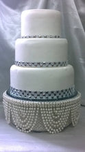 Load image into Gallery viewer, Ivory Pearl cake stand, wedding cake stand, round or square by Crystal wedding uk