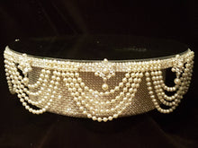 Load image into Gallery viewer, Pearl Drape Wedding Cake Stand, Crystal & Pearl Wedding Cake Display, Vintage Cake Riser bridal and Special Event Gatsby Vintage Cake holder