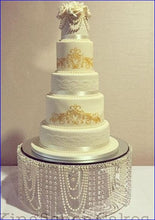 Load image into Gallery viewer, Wedding cake stand, Pearl & crystal cake plate. by Crystal wedding uk