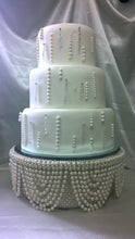 Load image into Gallery viewer, Pearl Rhinestone Wedding Cake Stand: Vintage Inspired Mirror Top