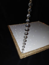 Load image into Gallery viewer, Suspended Swing cake platform real crystal edging. Mirror heavy duty holds 200lbs by Crystal wedding uk