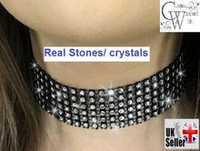 Load image into Gallery viewer, Real diamante crystal ribbon black back banding cake ribbon 1 yard with Superior sparkle by Crystal wedding uk