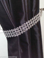Load image into Gallery viewer, Pair (x2) Of Diamante flower Effect Crystal tie backs / hold Backs for Curtains & Voiles by Crystal wedding uk