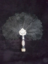 Load image into Gallery viewer, Ostrich Feather Fan. 12" bouquet luxury alternative Bouquet Great Gatsby wedding style -ANY COLOUR by Crystal wedding uk