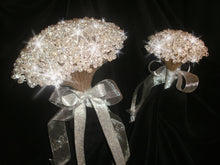 Load image into Gallery viewer, Clear Crystal bouquet, Brides wire bead jewel bouquet. rose gold. silver or Gold by Crystal wedding uk