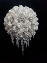 Load image into Gallery viewer, Trailing Brooch Bouquet: Silver Rhinestone Jewel Wedding Bouquet