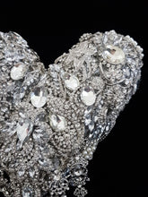 Load image into Gallery viewer, Brooch bouquet Heart shaped, trailing,cascading, jewel heart wedding bouquet. - Silver - Gold by Crystal wedding uk