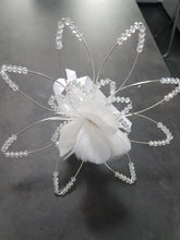 Load image into Gallery viewer, Wedding bouquet with Crystal Lotus flower wire and feather petals Alternative bridal flowers by Crystal wedding uk