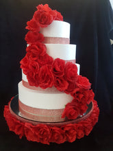 Load image into Gallery viewer, Red Rose Wedding Cake Stand: Diamante Mirror Display