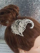 Load image into Gallery viewer, Crystal Vintage style 'Feather' Wedding Hair Slide Bride Bridesmaid hair clip Great Gatsby Vintage Glam Art Deco by Crystal wedding uk