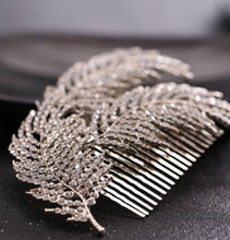 Load image into Gallery viewer, Crystal Vintage style 'Feathers' Wedding Hair Slide Bride hair clip Great Gatsby Vintage Glam Art Deco