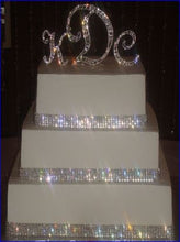 Load image into Gallery viewer, Silver Rhinestone ribbon, Diamond Mesh, Diamante Bling, Crystal trim 1 METER cake trim. by Crystal wedding uk
