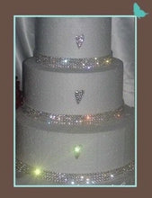 Load image into Gallery viewer, Silver Rhinestone ribbon, Diamond Mesh, Diamante Bling, Crystal trim 1 METER cake trim. by Crystal wedding uk