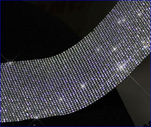 Load image into Gallery viewer, Silver Rhinestone ribbon, Diamond Mesh, Diamante Bling, Crystal trim 1 METER cake trim. by Crystal wedding uk