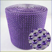 Load image into Gallery viewer, Vibrant purple Rhinestone ribbon, Diamond Mesh, Diamante Bling, Crystal trim 1 METER cake trim. by Crystal wedding uk