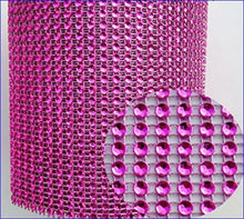 Load image into Gallery viewer, Fuchsia Rhinestone ribbon, Diamond Mesh, Diamante Bling, Crystal trim 1 METER cake trim. by Crystal wedding uk