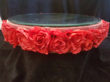 Load image into Gallery viewer, Red Rose Wedding Cake Stand: Diamante Mirror Display