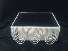 Load image into Gallery viewer, Pearl Rhinestone Wedding Cake Stand Vintage Inspired Mirror Top Cake display stand