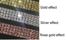 Load image into Gallery viewer, Gold Rhinestone ribbon, Diamond Mesh, Diamante Bling, Crystal trim 1 METER cake trim. by Crystal wedding uk