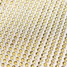 Load image into Gallery viewer, Gold Rhinestone ribbon, Diamond Mesh, Diamante Bling, Crystal trim 1 METER cake trim. by Crystal wedding uk