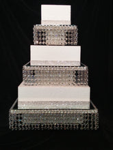 Load image into Gallery viewer, Faux crystal tiered stacked cake stands cake dividers + LED lights by Crystal wedding uk