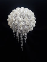 Load image into Gallery viewer, Trailing Brooch Bouquet: Silver Rhinestone Jewel Wedding Bouquet