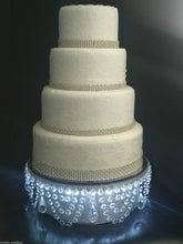 Load image into Gallery viewer, Crystal cake stand , Faux crystal swag drop + LED by Crystal wedding uk