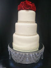 Load image into Gallery viewer, Crystal cake stand , Faux crystal swag drop + LED by Crystal wedding uk