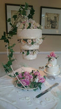 Load image into Gallery viewer, METAL CAKE HANGER stand and suspended cake plate kit.