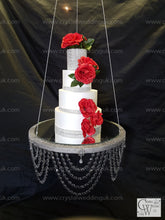 Load image into Gallery viewer, Suspended cake Swing [Glass Crystals [cake swing [ Hanging cake platform [heavy duty holds 200lbs[ wedding cake stand by Crystal wedding uk