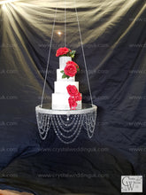 Load image into Gallery viewer, Crystal Draped Chandelier Cake Swing: Heavy Duty Wedding Cake Stand