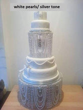 Load image into Gallery viewer, Wedding cake stand, Pearl & crystal cake plate. by Crystal wedding uk