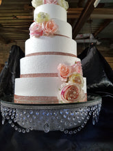 Load image into Gallery viewer, Crystal cake stand , Faux crystal swag drop + LED by Crystal wedding uk