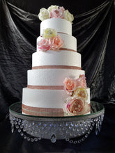 Load image into Gallery viewer, Crystal cake stand , Faux crystal swag drop + LED by Crystal wedding uk