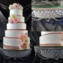 Load image into Gallery viewer, Crystal cake stand , Faux crystal swag drop + LED by Crystal wedding uk