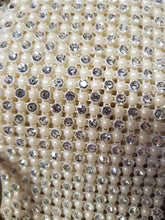 Load image into Gallery viewer, Diamante & pearl ribbon string style banding for wedding cake decoration 1 yard - White or Ivory by Crystal wedding uk