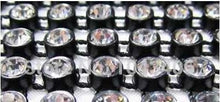 Load image into Gallery viewer, Crystal Diamante rhinestone ribbon flexible trim for cakes CLEAR/BLACK BASE 1yrd by Crystal wedding uk