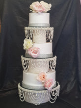 Load image into Gallery viewer, Pearl wedding cake stands, pearl cake dividers. cake tier separators , Ivory by Crystal wedding uk