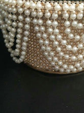 Load image into Gallery viewer, Cake stand, Ivory Pearl and gold crystals, Drape design - round or square by Crystal wedding uk