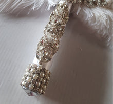 Load image into Gallery viewer, Ostrich Feather Fan. 12" bouquet luxury alternative Bouquet Great Gatsby wedding style -ANY COLOUR by Crystal wedding uk